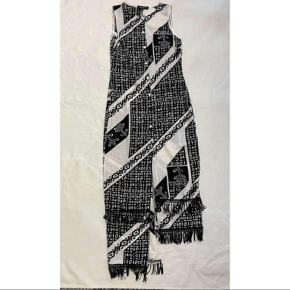 New Parisian Printed Midi Dress With Fringe Detail Size 6 Tall - Picture 6 of 12